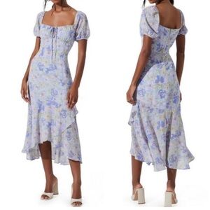 ASTR the Label Floral Bustier Bodice Tiered Midi Dress